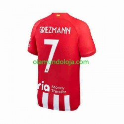 Camisola Atlético Madrid 2 Antoine Griezmann 7 Homem Equipamento Primeiro 2023-2024 Manga Curta